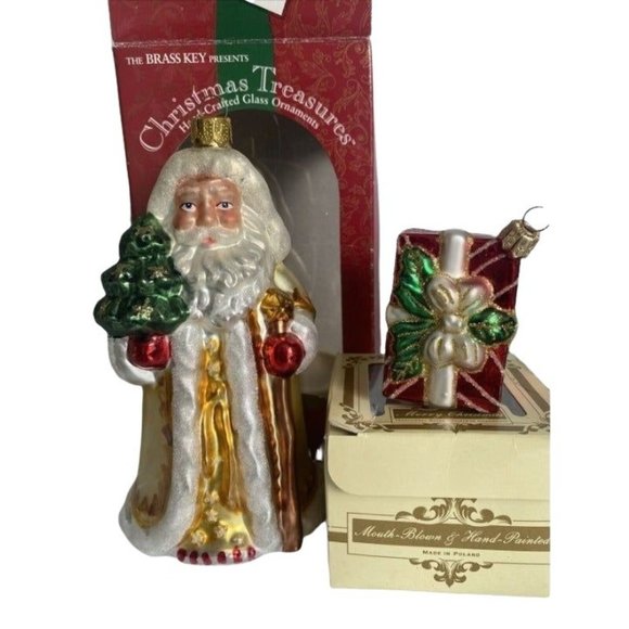 Christmas Treasure Holiday Vintage Glass Brass Key Christmas